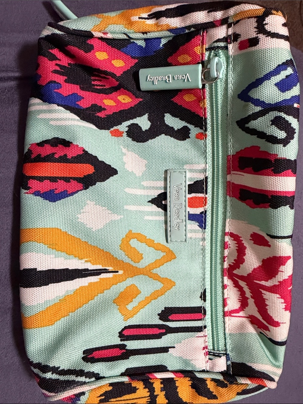 Vera Bradley Mint Multicolor Ikat Zip belt bag